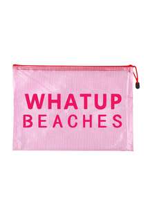 "WHATUP BEACHES" 防水時尚沙灘包，大容量透明化妝包配尼龍拉鍊 - 輕巧，春/夏收納，適合游泳、沙灘、潛水和夏季度假、返校，輕巧防曬收納包，非常適合朋友、家人、閨蜜、同學。生日、節日、派對、婚禮（伴娘）、母親節、教師節的理想禮物和紀念品，郵輪必備，夏季度假禮物 - 彩色 - 查看 13