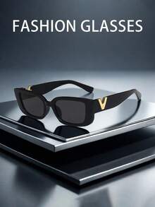 2026 时尚 V 形小框女士时尚眼镜，长方形嘻哈风格眼镜 - 彩色 - 查看 8