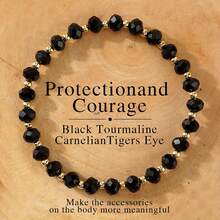 手工制作的波西米亚风黑色仿水晶可调节手链，象征着守护与勇气，是日常佩戴和馈赠的完美之选。 - 多色 - 查看 7