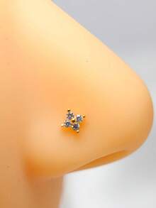 1pc 24G Nose Studs Ring 925 Sterling Silver Piercing Nez Jewelry Flower Shape For Women - Gold - View 5