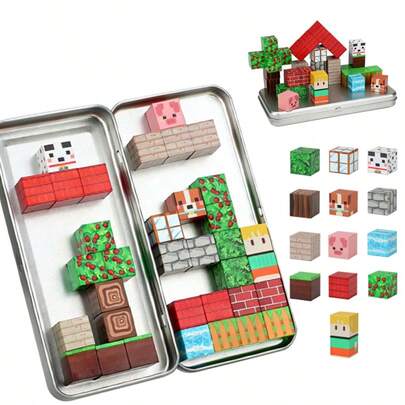 Farm Themed Magnetic Building Blocks Toy Set - Travel Set, Sensory Toys, Halloween, Christmas, Birthday Gift Toys, Perfect Sensory DIY Toys For Boys And Girls, Endless Fun 3+