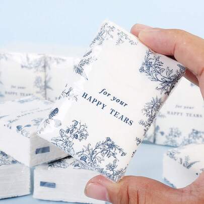10/20 Pcs Elegant Floral Facial Tissue Set - Soft Wedding, Birthday, Party Favors - Featuring The Phrase 'May You Cry Tears Of Joy' - Suitable For Brides, Grooms, And Guests - Decorative Table Display And Guest Gifts - Compatible With Wedding Favors