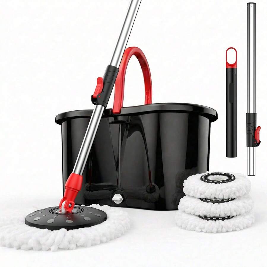 Three Best-Selling Rotating Mop Bucket Sets, Suitable For Both Wet And Dry Use. Each Set Includes A 360° Rotating Mop Bucket System, Three Microfiber Mop Heads, And A 61-Inch Adjustable Stainless Steel Handle For Effective Floor Cleaning. - TB01 - 查看 1