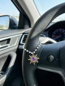 1pc Pearl Sun Decor Car Steering Wheel Chain, Creative Steering Wheel Pendant Car Interior Accessory - Pearl Sun - View 8