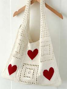 Women's Summer Beach Tote Bag Crochet Design With Sea Turtle Pattern Large Capacity Open Top Tote Beige Polyester Spacious Tote Bag Woven Texture Bohemian Fashion Travel Accessory Beach Bag For Women Vacation Essentials Back To School Bohemian Outfit For Women - Multicolor - View 14