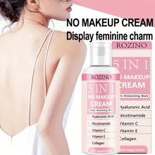 Crema para la piel desnuda 5 en 1 de 100g, base de maquillaje, proporciona un brillo radiante, rellena los poros, control del aceite, enriquecida con vitamina E, hidratación duradera, se puede usar como base, textura no grasa, aplicación suave, crea un maquillaje perfecto - Blanco - Ver 7