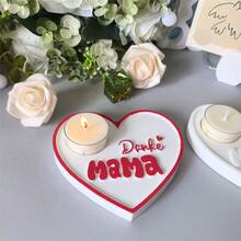 1pc DIY Epoxy Resin Mold, Heart-Shaped Tea Light Candle Holder Plaster Drip Glue Mold, Mother's Day Gift, Handmade Craft Mold, Reusable - White - View 8