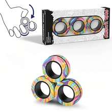 Anillos magnéticos Fidget Toy Set Adult Fidget Magnets Spinner Rings Fidget Pack Gran regalo para adultos Adolescentes Niños (3PCS) SSZH - Negro - Ver 2