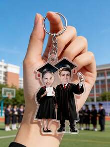 1 pieza Llavero de foto de graduación personalizable de acrílico, llavero de foto de estudiante de graduación personalizado, llavero con diseño de graduación de dibujos animados, recuerdo de graduación, adecuado para mochila y llaves, graduación única 2026, regalo de cumpleaños para amigos, uso diario, colgante, regalo para novio - Multicolor - Ver 6