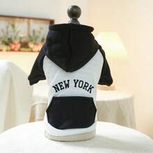 1pc Pet Clothes, Suitable For Cats And Small Dogs, Puppy, Teddy, Chihuahua, Hoodie Sweatshirt, Black & White - Black and White - View 12