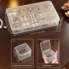 16pcs Transparent Jewelry Storage Box Set (1 Large Box + 15 Small Boxes), Used To Organize Nail Rhinestones, Beads, Screws, Jewelry And Other Small Items, Flexible Independent Small Boxes, Space-Saving - Multicolor - View 7