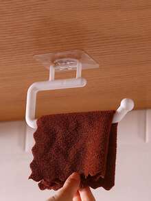 Carbon Steel No-Drill Paper Towel Holder, Kitchen/Bathroom Tissue Roll Rack, Adhesive Mounted Cleaning Cloth Hanger, Large Square Bathroom Storage Shelf - Multicolor - View 9