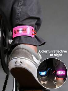 Juego de reflectante para bicicleta: luces de advertencia sin batería, brazaletes y bandas para las piernas ajustables adecuados para bicicletas de carretera y de montaña - incluye luces, brazaletes y bandas para las piernas - Pegatinas reflectantes - Ver 9