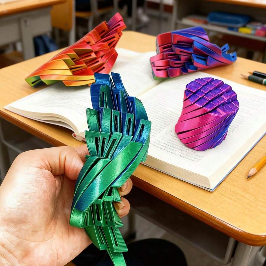 1pc Rotating Spiral Cylinder. Versatile Design With Magical Transformation, Easy To Adapt And Carry. Rotate Anytime, Anywhere. 3D Spiral Cylinder Model Kit. Quiet Toy That Operates Without Electricity. - Multicolor - View 1