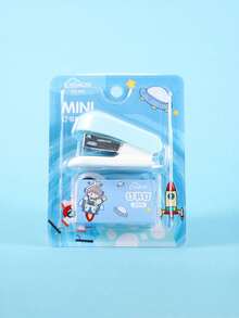 1 Set Of Student Mini Stapler Set, Cartoon Cute Portable Multi-Functional Small Stationery, With Free Staples - Multicolor - View 6