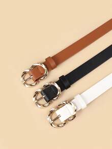 3件套女士双D环腰带，时尚优雅的腰带，适合搭配T恤、连衣裙、牛仔裤和其他日常服饰。 - 彩色 - 查看 4