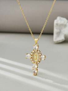 天主教礼品 防褪色金币奖章十字架圣母玛利亚Y2K项链 男女款 - 十字 - 查看 1