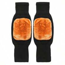 1 Pair Warm Knee Pads, Extend Warmth Duration In Winter, Non-Thick Leg Pads, Unisex, Suitable For Cold Weather, Knitted Fabric - One-Piece Design - Multicolor - View 10