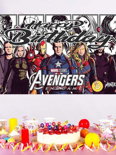 Marvel 超级英雄主题背景布、生日派对背景布、生日派对装饰布置用品、背景墙装饰、生日照片背景、横幅摄影背景布、生日派对装饰用品、家庭聚会等、圣诞节室内装饰用品