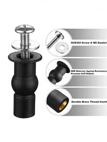 2/4pcs Stainless Steel Universal Toilet Seat Hinges Bolt Set, Includes Expansion Rubber Nuts And Blind Hole Threaded Inserts, Top Mount Hardware Replacement Kit - A - View 6