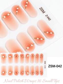 16 miếng dán móng tay dạng gel màu nude, bán khô, không cần đèn UV, chất lượng salon, bền lâu. - Màu Hồng  San hô - Xem 8