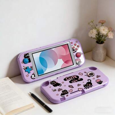 Cute Black Cat Transparent Protective Soft Case Suitable For Nintendo Switch Game Console