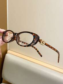 1 par de gafas de mujer con montura de ojo de gato y pequeña, con patillas decoradas de estilo retro, lentes planos, versátiles y de estilo callejero, adecuadas para uso diario, regalo - Multicolor - Ver 2