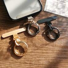 1pc 360° Rotatable Ultra-Thin Stainless Steel Phone Lanyard Clip With Spring Clasp Set, Wrist Strap Connector, Pendant Accessory - Multicolor - View 5