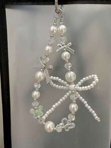 1 Piece Summer Cute Blue Starfish Crystal Pearl Star Pendant Phone Lanyard, Ins Style Pearl Phone Lanyard Ornament Bag Lanyard Car Keychain - Multicolor - View 2