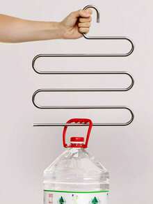 Percha en forma de S multifuncional de acero inoxidable y estante para pantalones, organizador de pinzas para pantalones antideslizante mágico - Ver 12