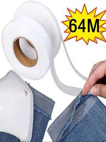 2pcs 64m White Double-Sided Non-Woven Fusible Interlining, Lightweight Fabric Accessory, Hot Melt Adhesive Tape For Garment Accessories And Edging - White - View 2