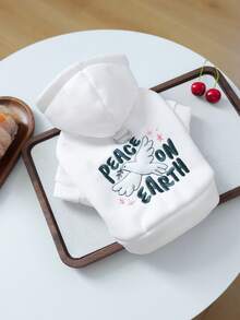 1pc Pet Clothes, Cute Hoodie Sweatshirt For Small Dogs & Cats - Peace Dove Sweatshirt - White - View 6