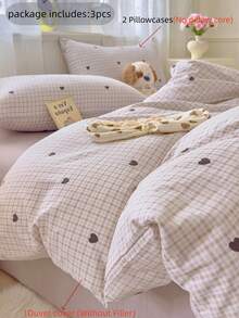 3件套涤纶复古格子印花床上用品套装，适合男孩/女孩宿舍，拉链封口，四季皆宜，柔软透气，适用于宿舍床、单人床、双人床、特大床、卧室（包含1个被套、2个枕套，不含填充物） - 彩色 - 查看 6
