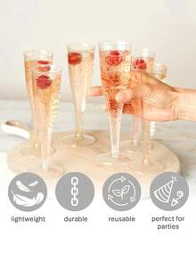 10/20 piezas Vasos de champán transparentes reutilizables, Vasos de plástico para cócteles de 4.5 onzas, Adecuados para fiestas, bodas y grandes celebraciones - Ver 6