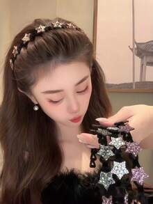 1个女士黑色星形发箍 - 黑色 - 查看 3