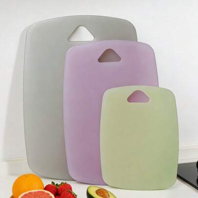 Bộ 3 thớt nhựa PP chất lượng cao, thích hợp cho trái cây, rau củ và thịt, có tay cầm hình tam giác chống trượt, thiết kế tiện dụng, vật dụng cần thiết trong nhà bếp, thớt đa năng, trang trí nhà cửa, chuẩn bị bữa ăn, quà tặng Ngày của Mẹ, quà tặng cho người yêu thích nấu nướng