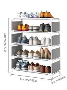 4-7 Tier Metal Tube Shoe Rack, Multi-Functional Shoe Organizer, Easy Assembly Shoe Rack Suitable For Hallway, Bedroom, Entryway, Living Room, Home Organization And Storage, Shoe Rack - Grey - View 5