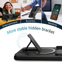 Galaxy S26 Ultra S26 Plus 5G S25 S24 S23 S24 FE S25 FE A16 A36 A56 A26 A15 A25 A35 A55 A17 A57 A37 手机壳，带支架，防摔，磁吸式无线充电保护套 - 黑色 - 查看 5