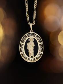 1件装防褪色男士嘻哈圣犹大吊坠项链，基督教信仰，适合日常佩戴、送礼、派对、祈祷、复活节等场合。 - 聖裘德 - 查看 4