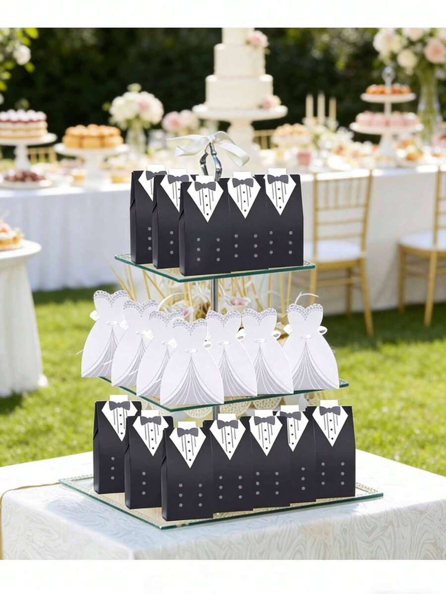 100 Wedding Candy Boxes With Ropes, Wedding Mini Boxes - Elegant Wedding Gift Boxes With Ropes - Perfect Party Decoration For Groom And Bride Gifts - Weddings, Birthdays - Type a - View 1