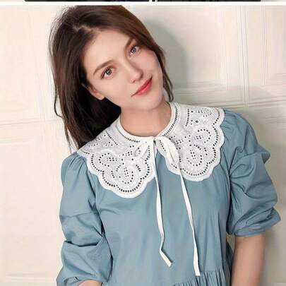 Cổ áo rời cho nữ, cổ áo giả màu trắng trang trí, cổ áo len giả tối giản, cổ áo sơ mi giả