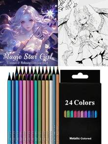 12/24 Metallic HB Colored Pencils - Dust-Free, 24/36 Oil-Based Colored Pencil Set (With Color Card) - Macaron And Morandi Color Series, Painting And Art Creation Supplies, Metallic Bright Colors, Art Supplies, Graffiti And DIY Handicrafts, School Supplies, Professional Painting Graffiti DIY Handicraft Tools - Multicolor - View 17