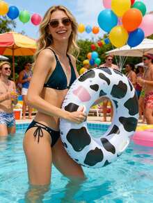 1 pieza Anillo inflable de natación con lindo diseño de vaca - Anillo de natación duradero para adultos y adolescentes - Multicolor - Ver 1