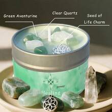 EVODUCK Candles Scenteds | Lavender & Eucalyptus 3oz Scented Soy Wax Candle With Green & White Crystal | For Deep Focus, Meditation, Yoga & Reading | Valentine's Day, Birthdays Gift | With Guidance Card - Crystal Candles - View 7