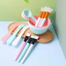 5件套塑料面膜碗套装，DIY SPA 面膜刷，勺子，硅胶刷美容工具 - 彩色 - 查看 2
