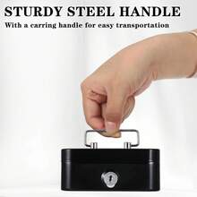 1 个迷你型安全金属现金储物盒 - 带钥匙锁和顶部提手的储物罐，可用作成人储蓄罐、硬币盒、日常办公收银机，也是万圣节和圣诞节的理想礼物之选。 - 單品 - 查看 6