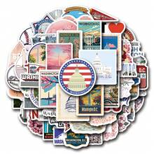 62pcs Washington Dc Vinyl Stickers, Beautiful And Practical, Suitable For Scrapbooks, Diaries, Bumpers, Skateboards, Water Bottles, Helmets, Water Cups, Car Stickers, Etc. - Random - View 9