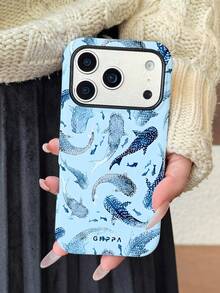 Una elegante funda para teléfono que no incluye cordón ni soporte. Funda para teléfono con diseño de tiburón ballena, adecuada para Phone 17 Pro, 15 Pro, 14 Pro. Funda para teléfono coreana, elegante e interesante, compatible con 11/12/13/14/15/16 Pro Plus. Diseño elegante adecuado tanto para hombres como para mujeres. Regalo para Navidad, Día de San Valentín, Pascua, temporada de bodas y cumpleaños para novias. - Celeste - Ver 2
