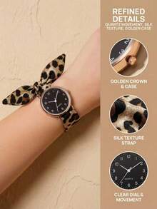Reloj de cuarzo con pañuelo de estampado de leopardo, de moda, minimalista y elegante, para adolescentes, adecuado para la escuela y el campus. También es un gran regalo para mujeres, madres, fiestas, festivales y la temporada de regreso a clases. - Multicolor - Ver 5