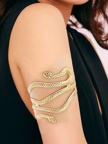 1件装女士时尚蛇形简约手链，奢华优雅设计，适合日常和职业场合佩戴 - 金色 - 查看 2